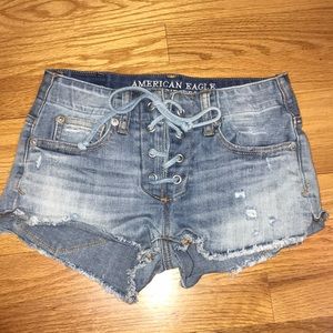 American Eagle Super Stretch Lace up Shorts